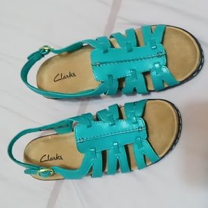 Clarks 6.5 turquoise wedge sandals